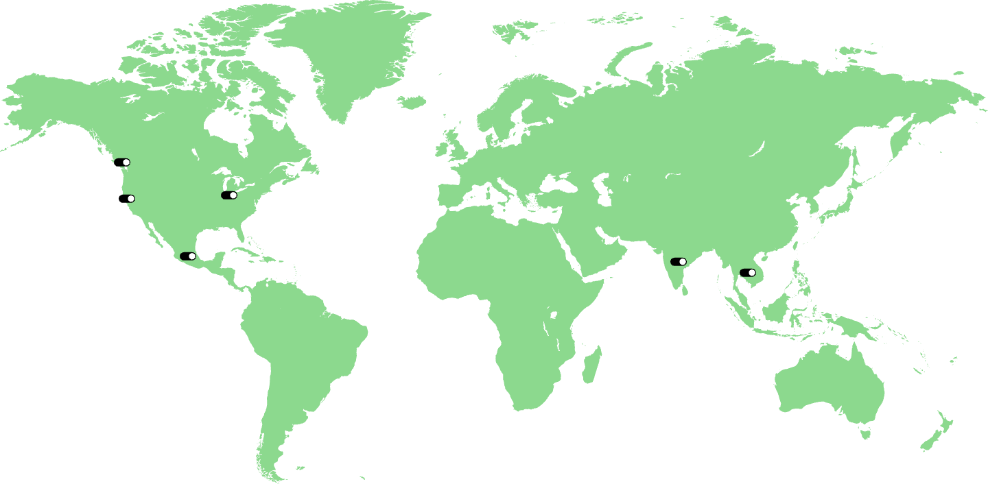 Map of EarnIn office locations and hubs worldwide