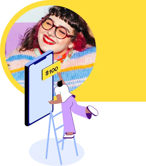 A lady with eyeglasses and flowing hair